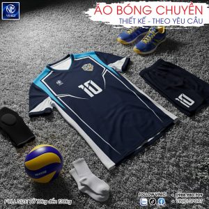 Áo bóng chuyền thiết kế BC02-VNC068-25 màu xanh navy