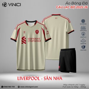 Áo Bóng Đá Liverpool Sân Nhà 2025-2026 Màu Kem Ngà