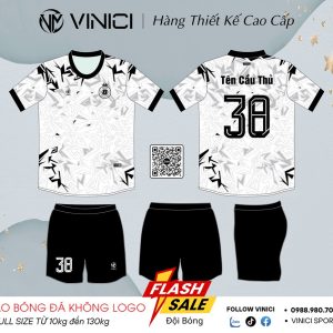 Áo Bóng Đá Thiết Kế BD08030 Màu Trắng Đen Năng Động